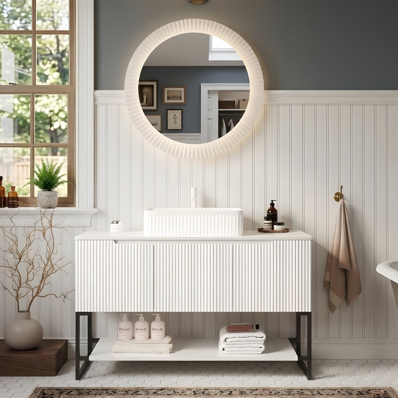 Meuble-lavabo 48 po avec lavabo rectangulaire en céramique blanche