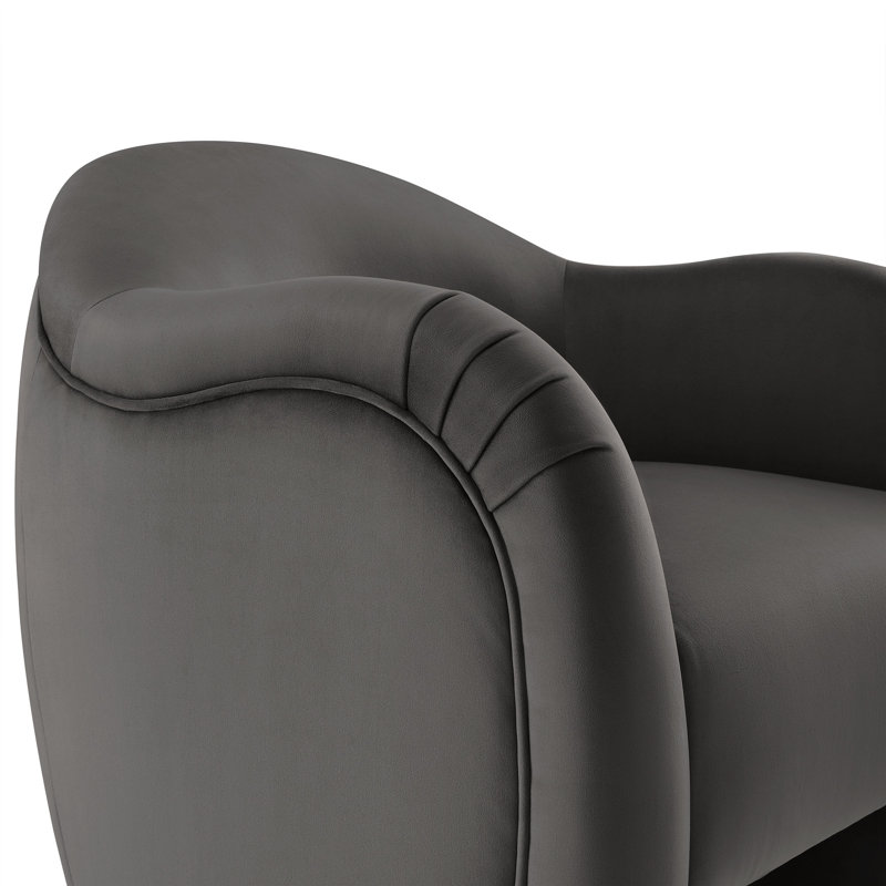 Storm Gray Velvet Barrel Swivel Accent Chair with Wood Frame