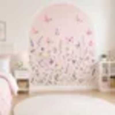 Adhésif décoratif Wildfly papillon arche, autocollant mural chambre de bébé floral, autocollant mural arche rose, autocollant mural autocollant, décor de chambre de filles, Art mural