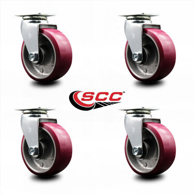 Poly on Aluminum Swivel Caster with Ball Bearings