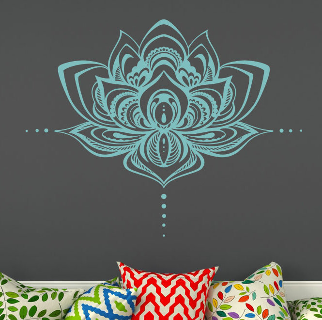 Décalcomanie murale fleur lotus Natazhat, Menthe