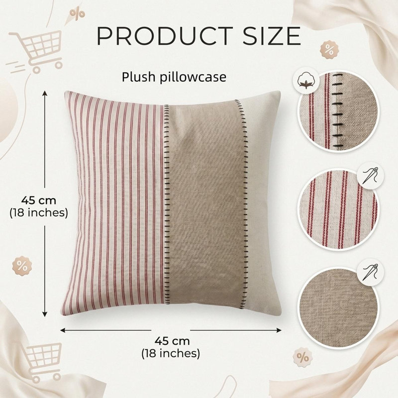 Housse de coussin décoratif neutre Boho, Pink