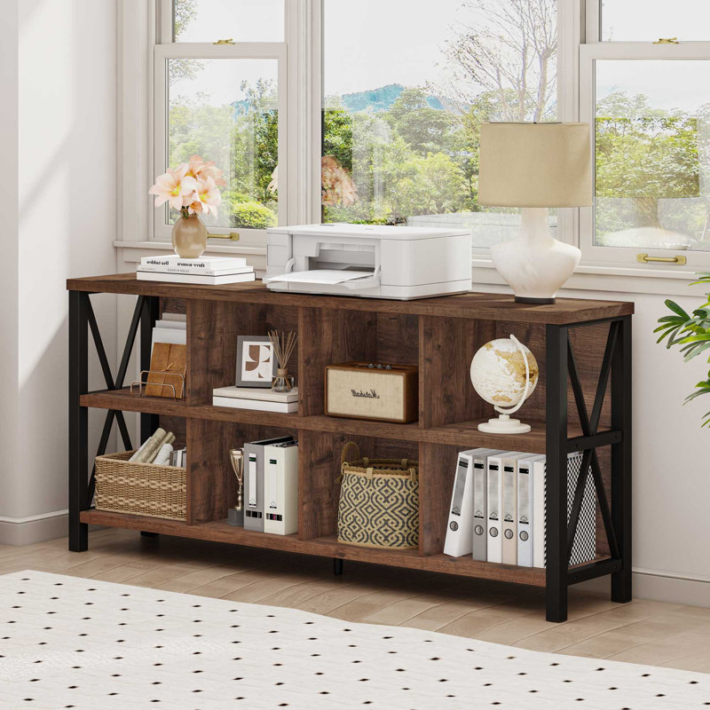 Bibliothèque en bois Guinna, Brun rustique, 8 cubes