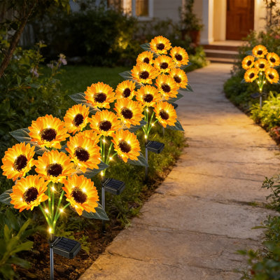Solar Sunflower Garden Lights 4 Pack 24 Pcs – Waterproof Stake Lightsoutdoor Decor For Patio, Yard, Party, Gardening Gift For Mompatio Yard Pathway Decor, Housewarming Party Lighting