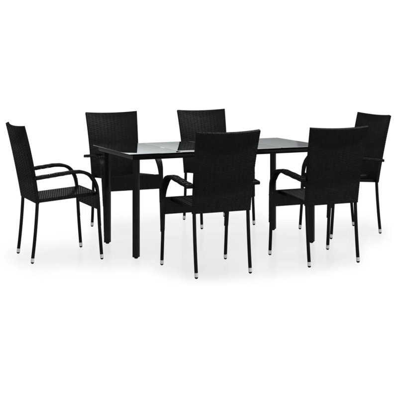Ensemble de salle à manger d'extérieur noir