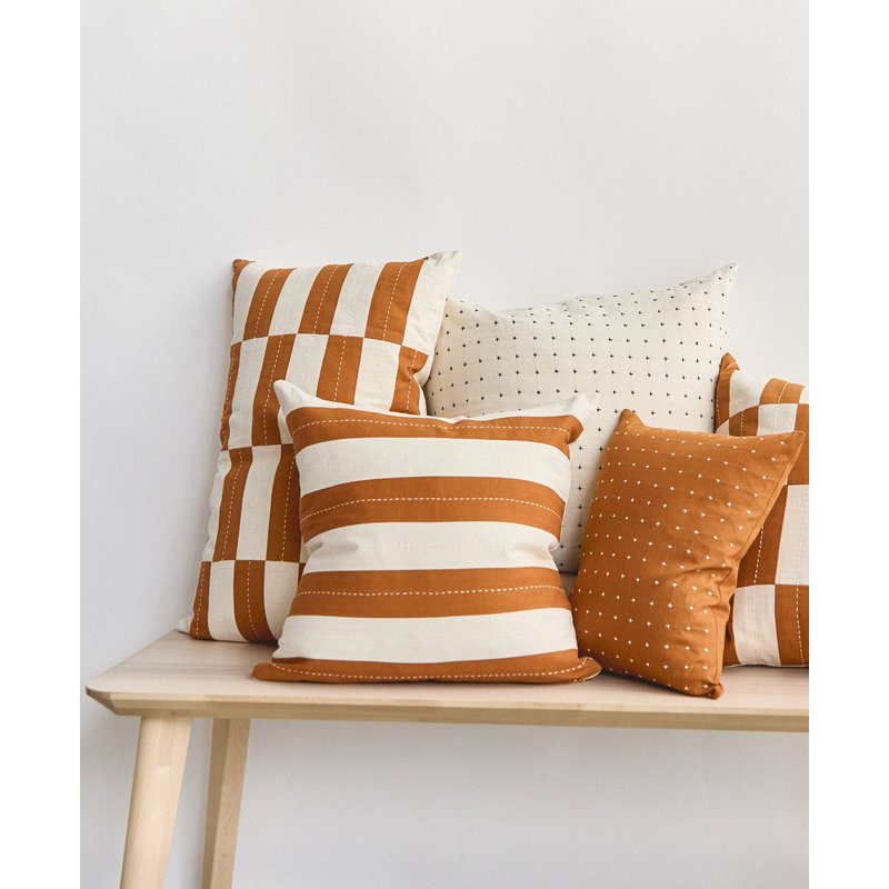 Medium Rainbow Throw Pillow, Brown/White Geometric, 18"H x 18"W