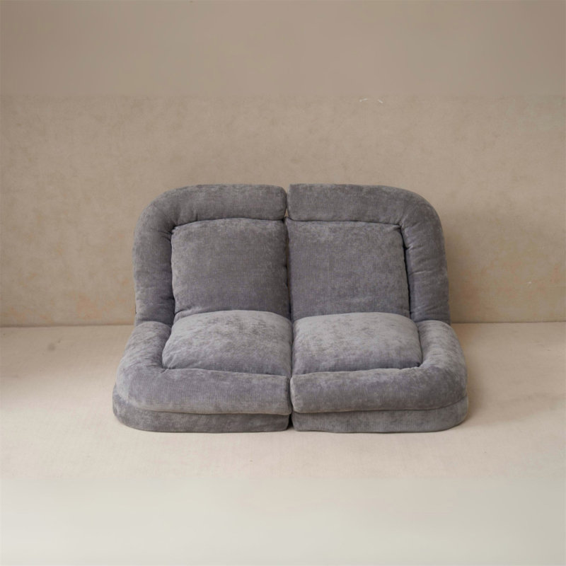 Convertible Fold-Out Double Sofa Bed, Gray