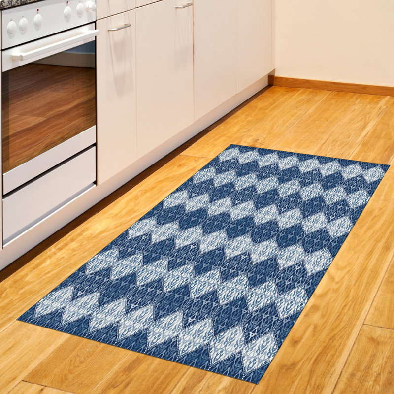 Tapis décoratif bleu marine à haute densité en fibres de polyester, Rectangle 2 pi 7 po x 5 pi
