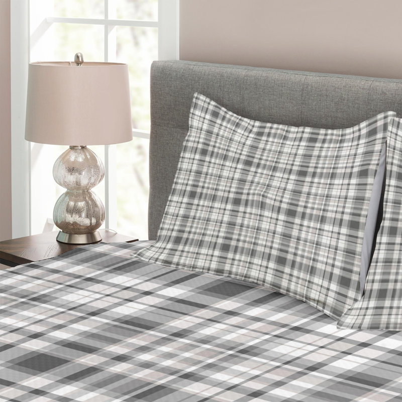 Farmhouse / Country Polyester Plaid Coverlet, King Coverlet + 2 Shams