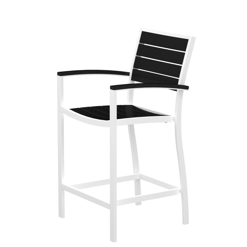 Chaise avec accoudoirs de comptoir POLYWOOD Euro, Bronze texturé, Noir