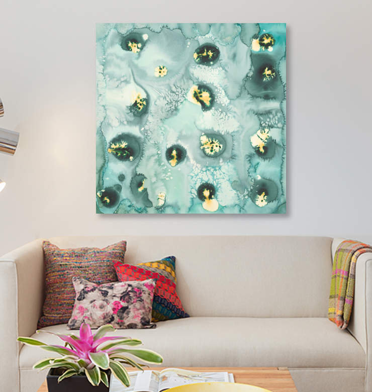«Pool» par Laura Van Horne, impression sur toile, H 18 po x l 18 po x P 1,5 po, Pas de tapis, Toile tendue