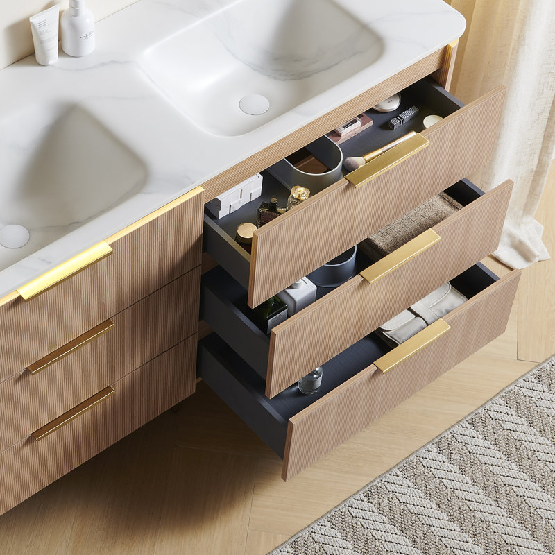 Meuble-lavabo de salle de bain Amara, Beige