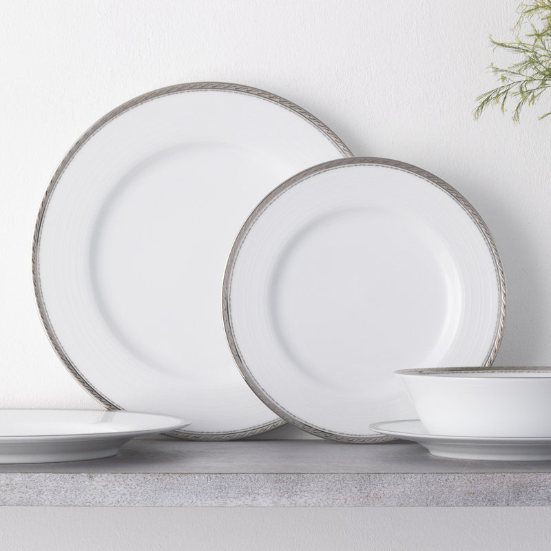 Noritake Whiteridge Platinum 12-Piece Dinnerware Set, Service for 4