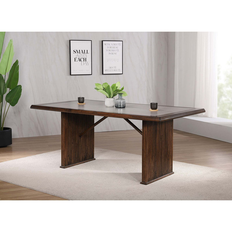 Table de salle à manger rectangulaire transitionnelle avec texture raffinée et plateau résistant aux égratignures