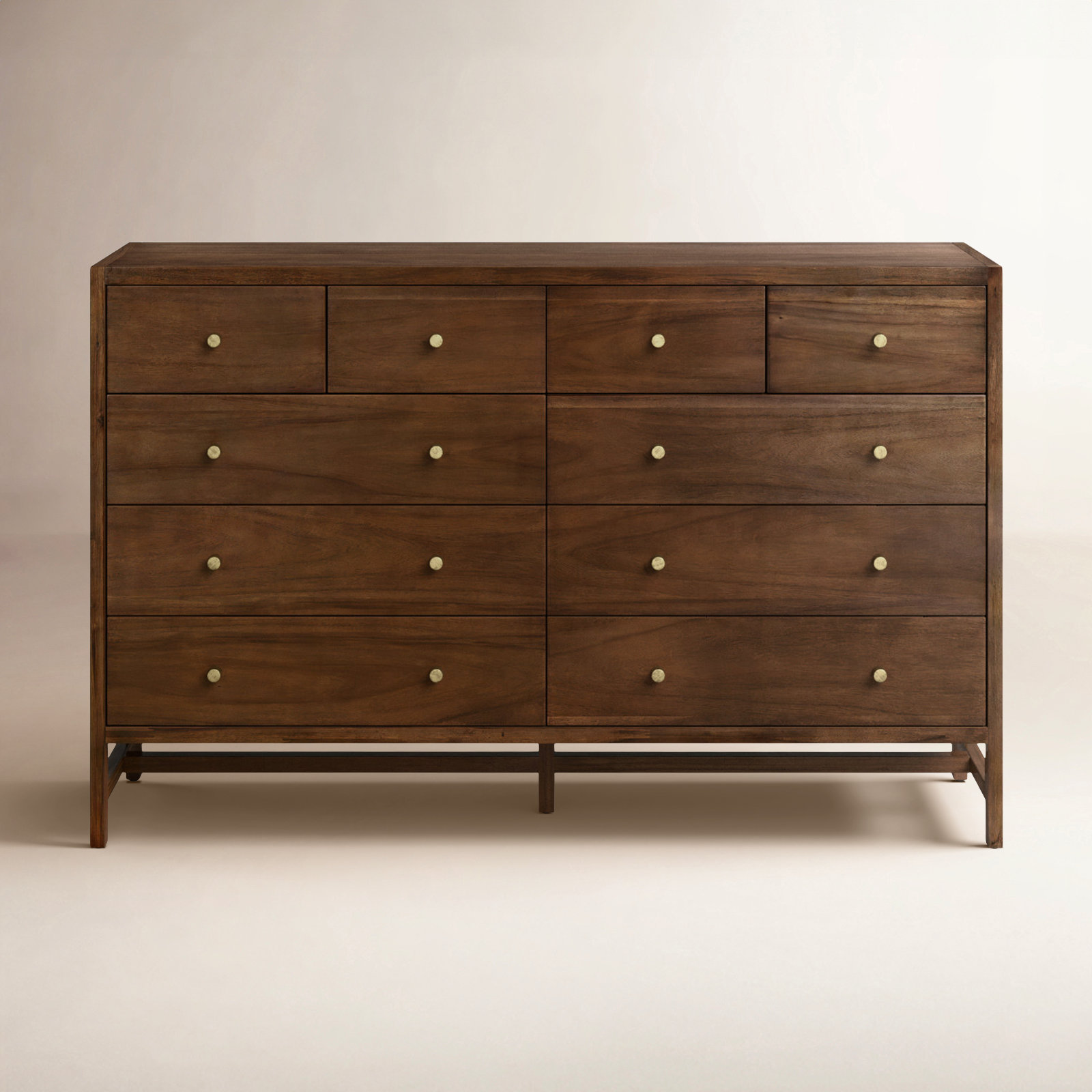 Soline 10 Drawer 72" W Double Dresser, Brown