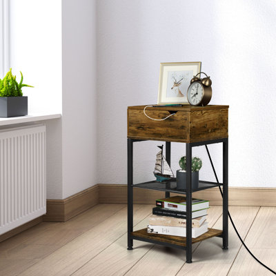 Sidiki End Table with Storage and Built-In Outlets