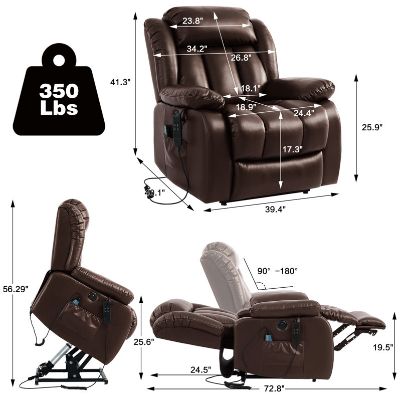 Fauteuil inclinable en cuir à deux moteurs Infinity Position, Brun