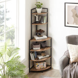 6-Tier Corner Open Shelf Bookcase Wood Rack Freestanding Shelving Unit,Sturdy Stand Small Bookshelf