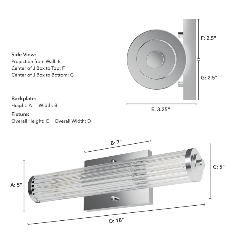2 - Light Dimmable Vanity Light, Chrome