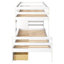 Lit superposé simple au-dessus d'un lit simple avec tiroirs et échelle, gris