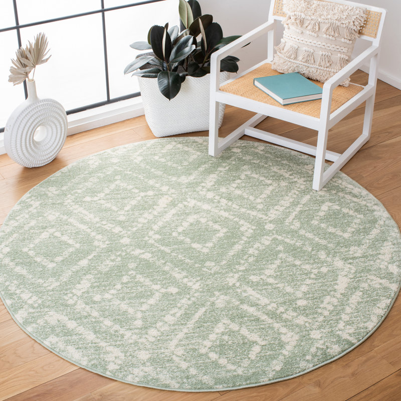Adirondack Area Rug In Green / Ivory, Round 183 cm