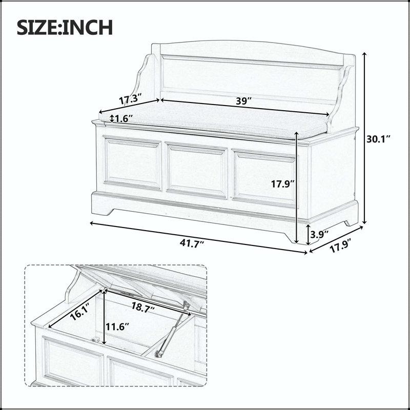 Banc coffre avec rangement Retro, Blanc
