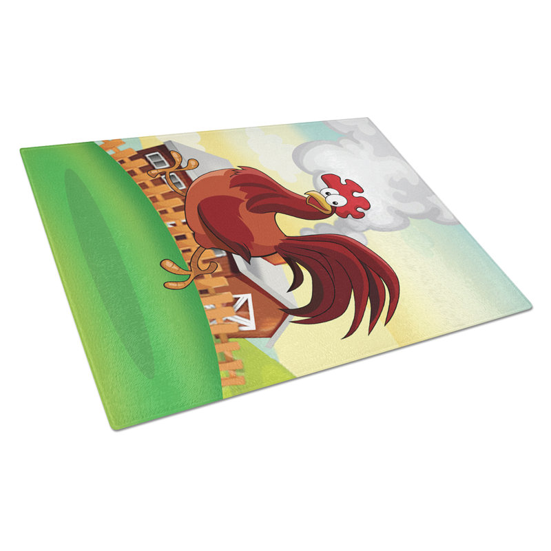 Coq en verre trempé sur la planche à découper run
