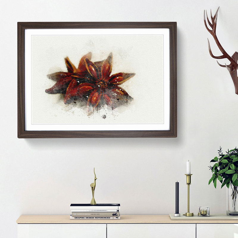 Star Anise in Abstract - Framed Print, Walnut Framed, 62cm H x 87cm W x 2cm D