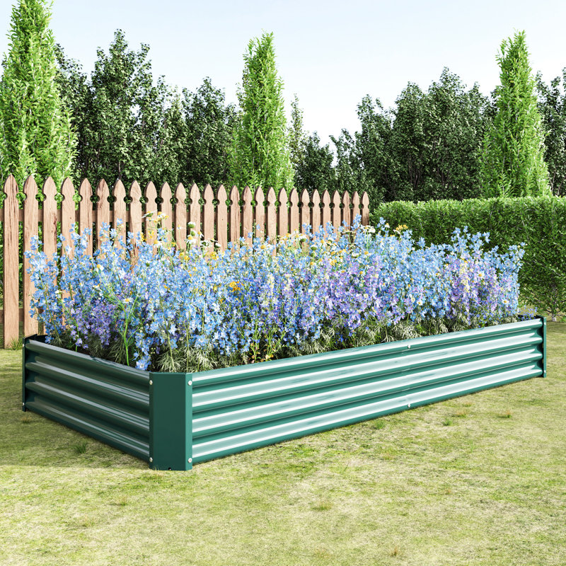 Metal Raised Garden Bed 7.6X3.7X0.98Ft - For Flower, Veggie, Herb Planting Quick Assembly, Rust, Strong Vegetable, Planter Fast To Build, Rust-, Long-Lasting