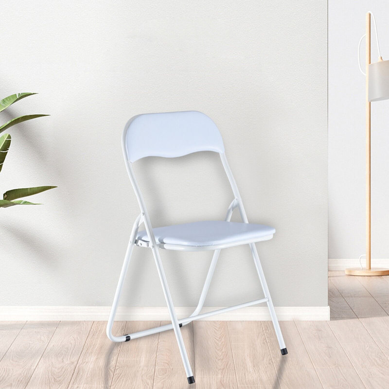 Naveeda Upholstered Padded Stackable Folding Chair Folding Chair Set, White