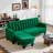 Modern Velvet 3 Seater Sofa with Convertible Ottoman-933065694
