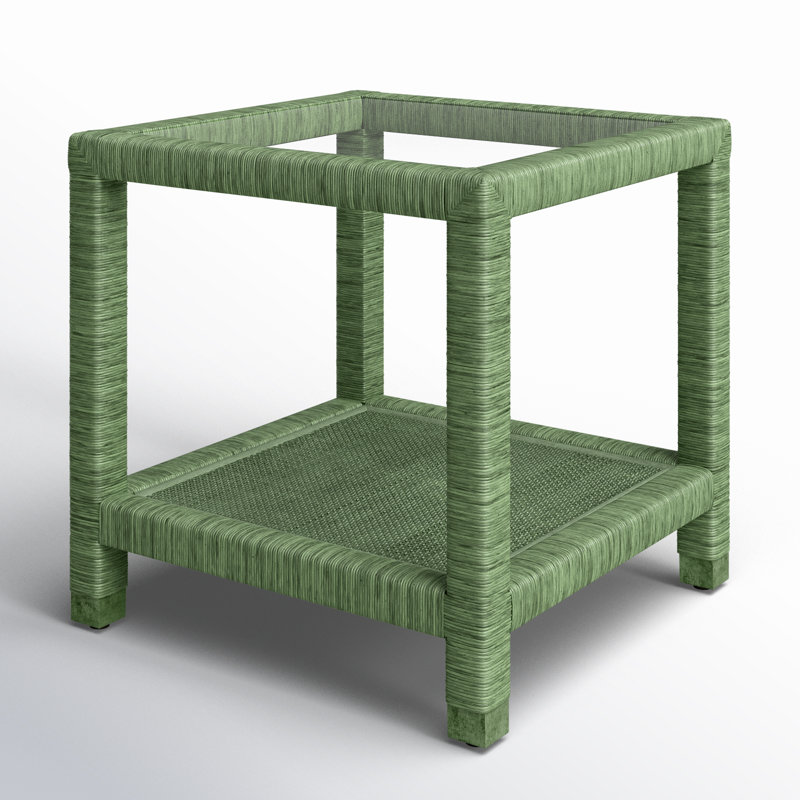 Pine Isle Glass End Table, Celery