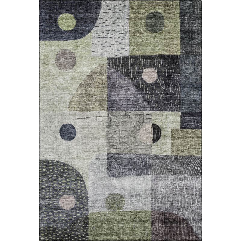 Premium Machine Washable Dilorenzo AMF1117 Geometric Rug, Rectangle 3' x 5'