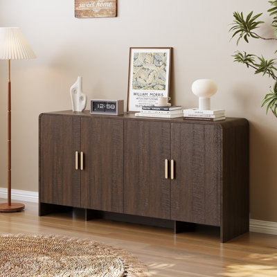 60” Sideboard Curved Cabinet With 4 Doors