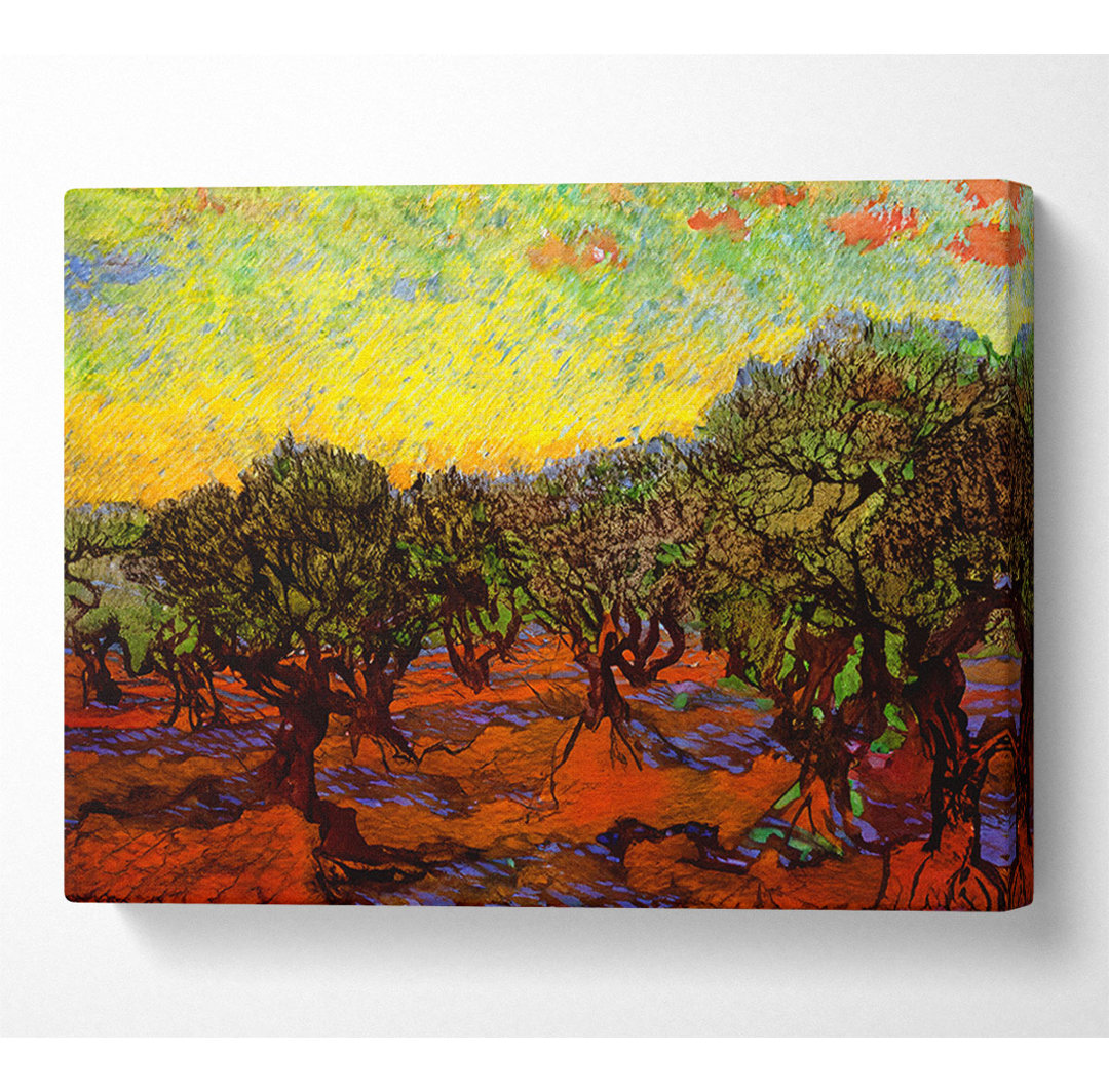 Olive Grove Orange Sky von Van Gogh - Leinwanddrucke