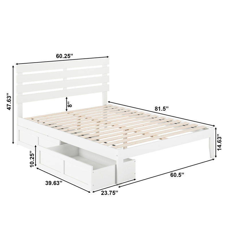 Lit plateforme avec rangement sous le lit Madaket, Grand, Blanc