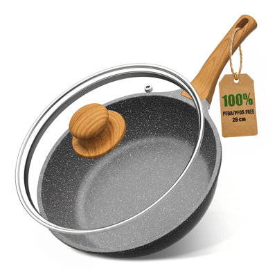 10 Inch Nonstick Saute Pan with Glass Lid, 3.5 QT Deep Skillet & Frying Pan