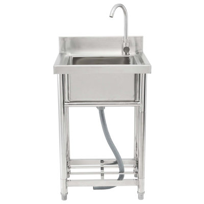 Stainless Steel Utility Sink, 1 Compartment Free Standing Small Sink Include Faucet & legs, 16 x 13 x 8.7 in Commercial Single Bowl Sinks for Garage, Restaurant, Kitchen, Laundry