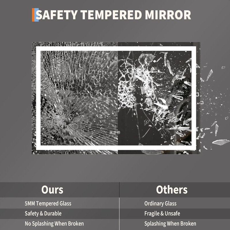 LED Bathroom Mirror with Lights, Dimmable Anti-Fog Smart Vanity Mirror with Memory Function, 30" x 45"