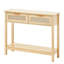 Console en rotin avec 2 tiroirs de rangement, table d'entrée en rotin avec porte coulissante en rotin naturel, table console pour salon, bureau, entrée ou mur télé