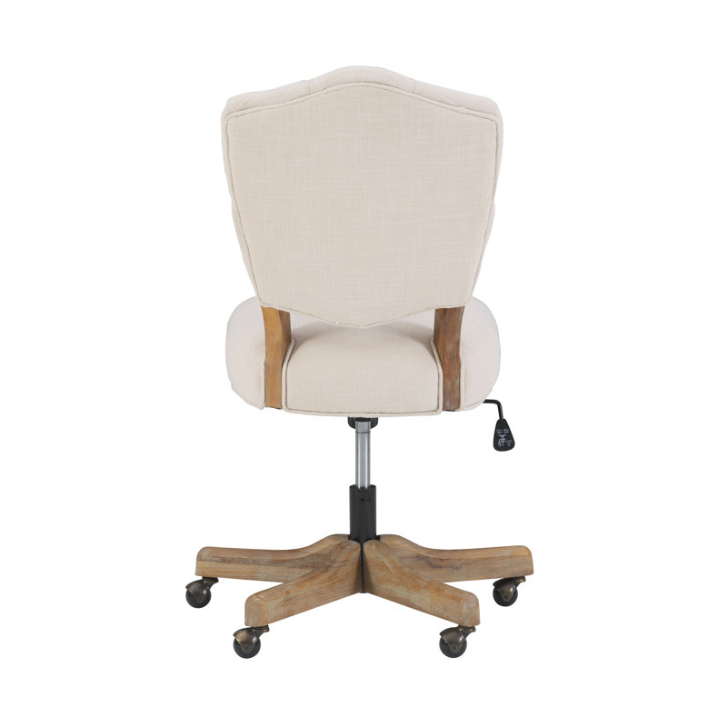 Asfia Adjustable Swivel Tufted Upholstered Task Chair, White