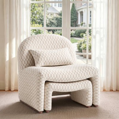 Fauteuil demi-tonneau rembourré avec repose-pieds avec coussin lombaire