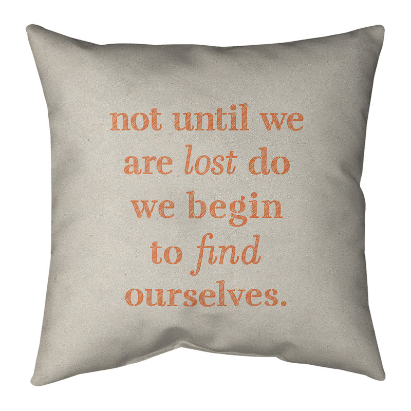 Coussin de citation à l’écriture pour la recherche, 14 po x 14 po, Blanc / Orange