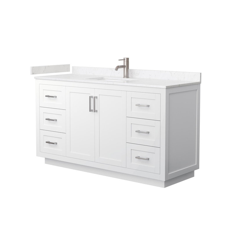Miranda 60" White Freestanding Single Bathroom Vanity with Cultured Marble Top