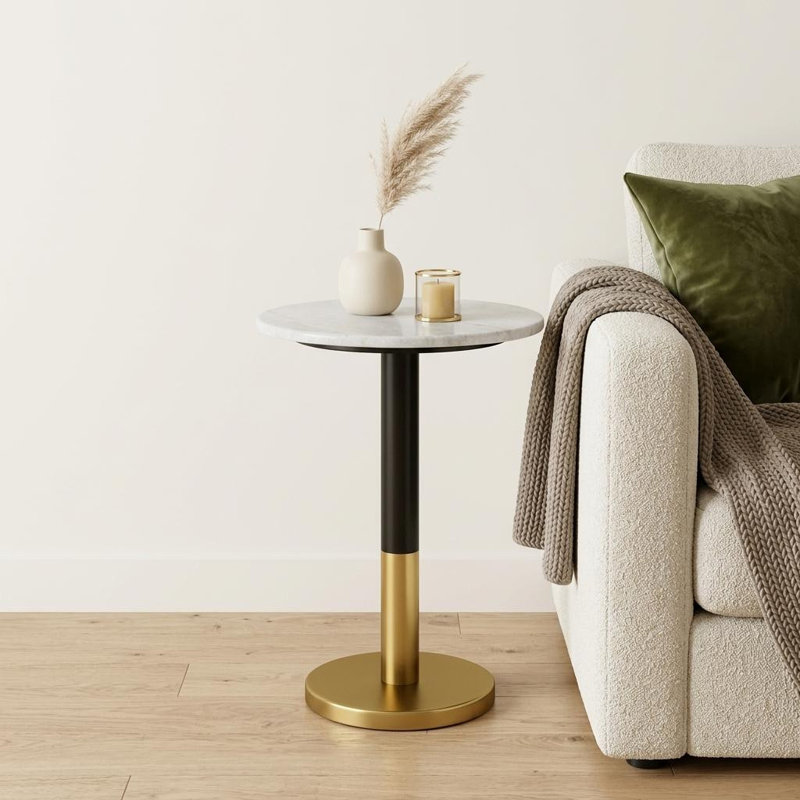 Table de bout ronde 21 "en fer blanc