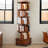 5 Tier Rotating Bookshelf, 360° Display Round Spinning Bookshelf With Wheels-51728204-51728199