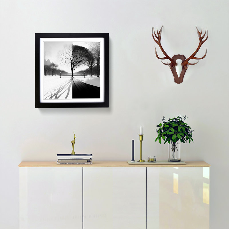 Single Picture Frame Print on Wood, Black