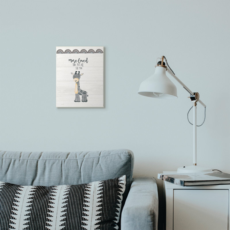 « more aimé giraffe, famille de dessins animés », impression, H 10 po x l 15 po x P 0,5 po, Plaque en bois