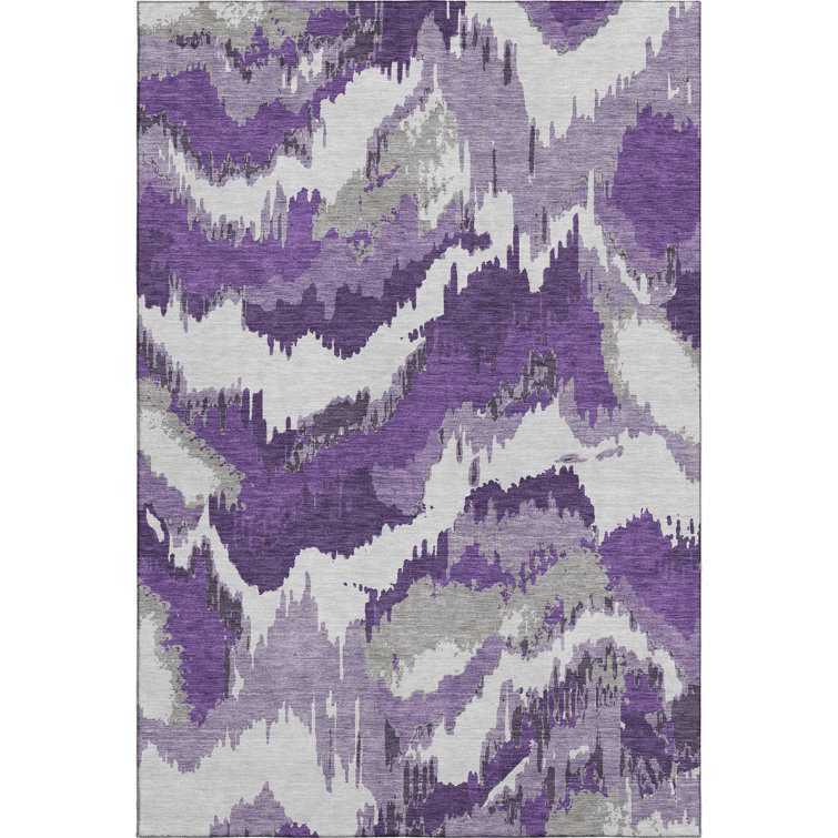 Premium Machine Washable Prisco Purple Rug