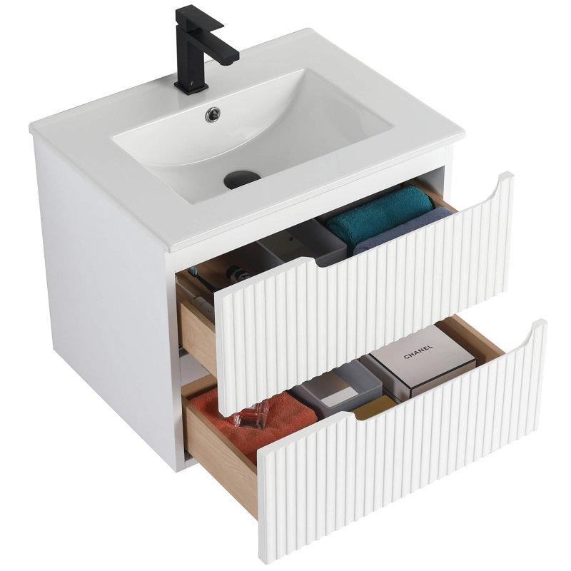 Meuble-lavabo moderne avec façades de tiroirs Citiscape, Blanc